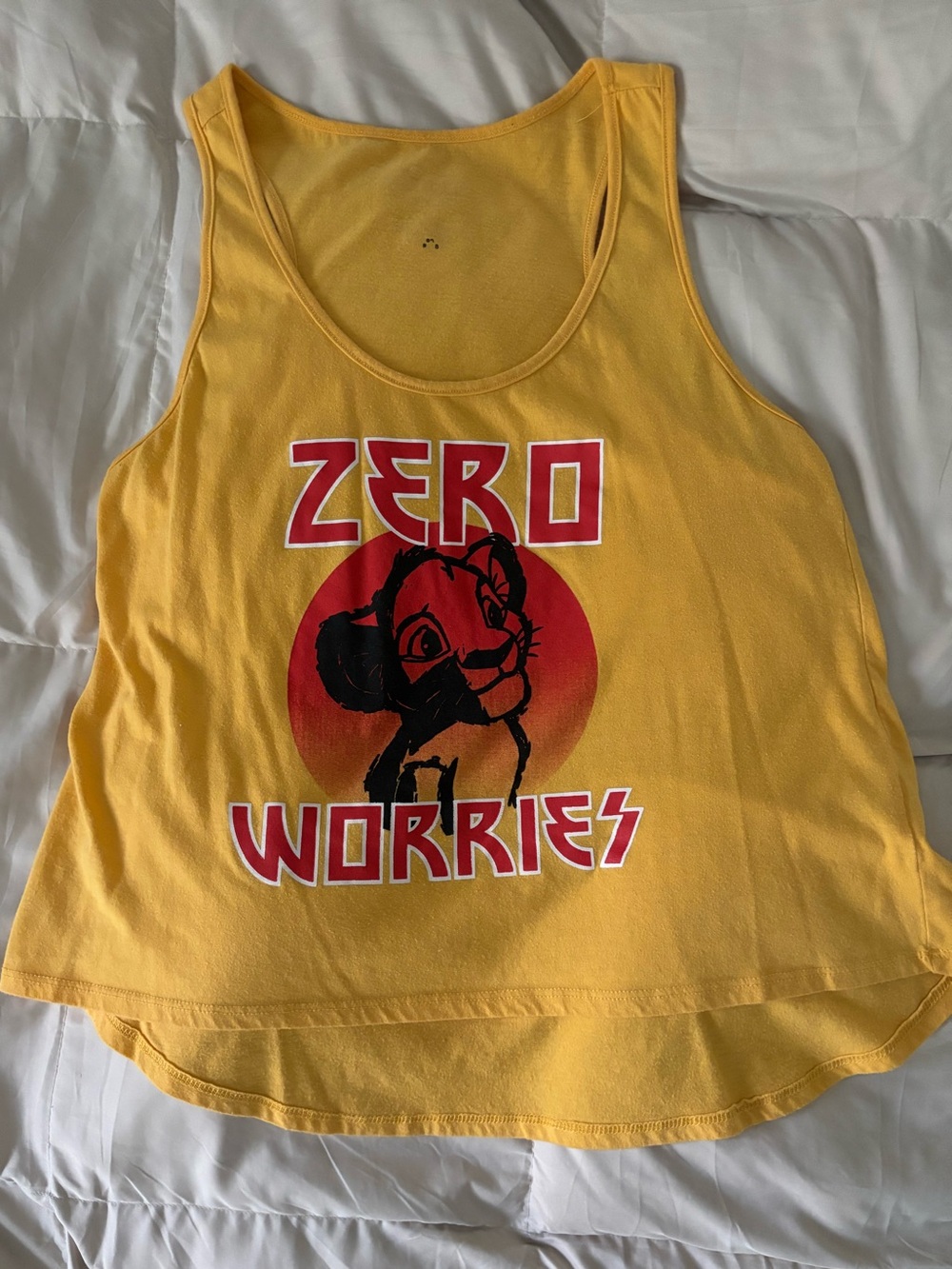 Disney Lion King Simba Hakuna Matata 'Zero Worries' Graphic Tank Top Yellow Med